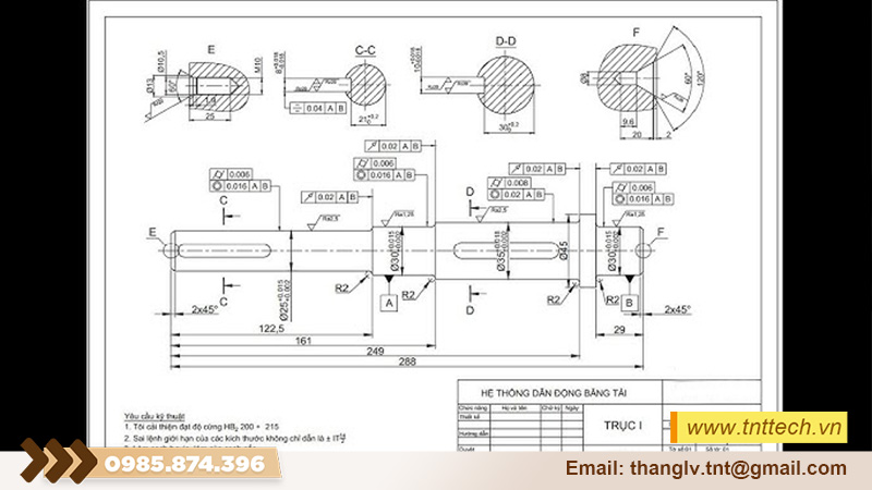 Bản vẽ gia công chi tiết trục